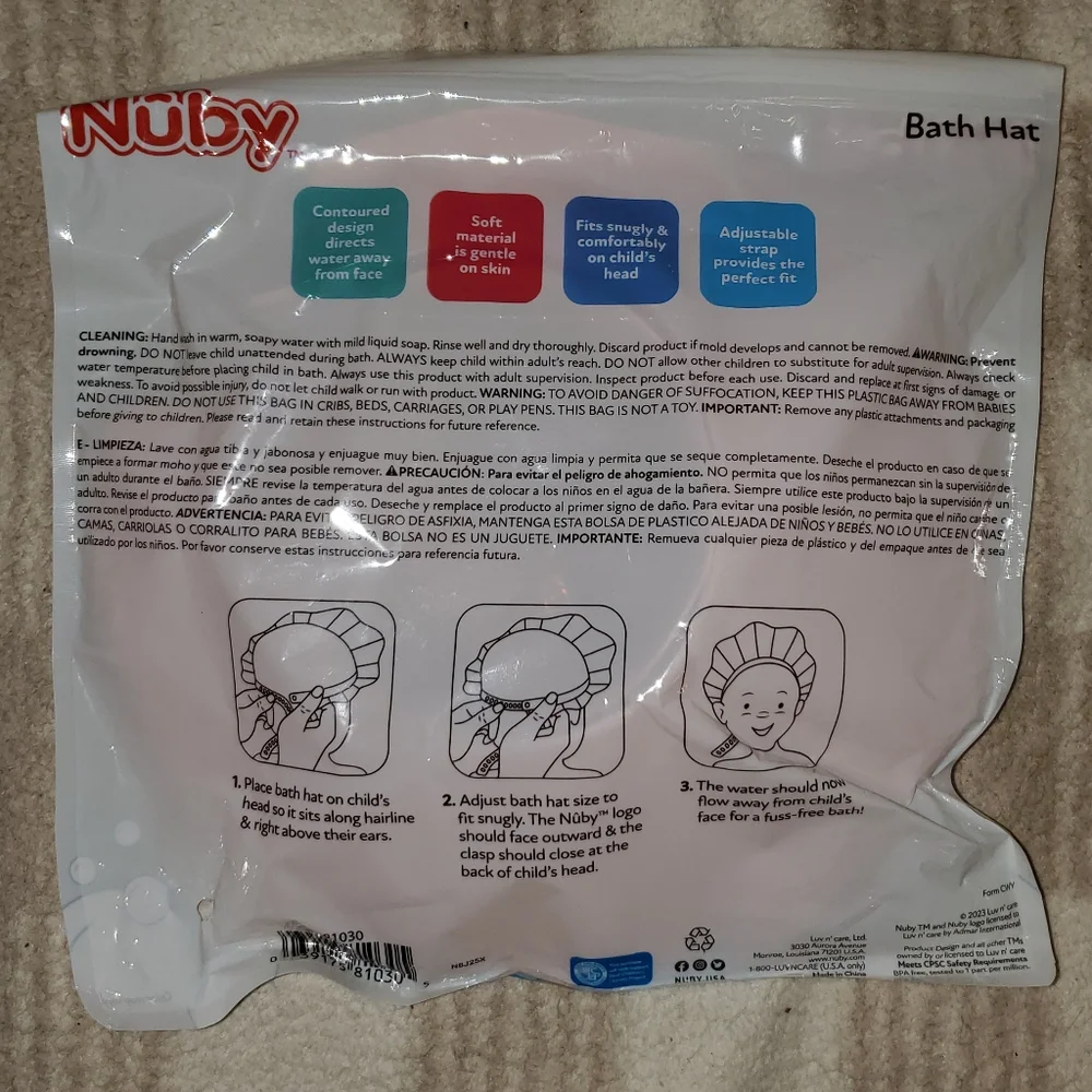 5 for $25 | NWT Nuby Baby Pink Bath Time Hat